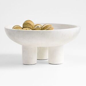 New! Crate&Barrel White Tri-Footed Ceramic Bowl